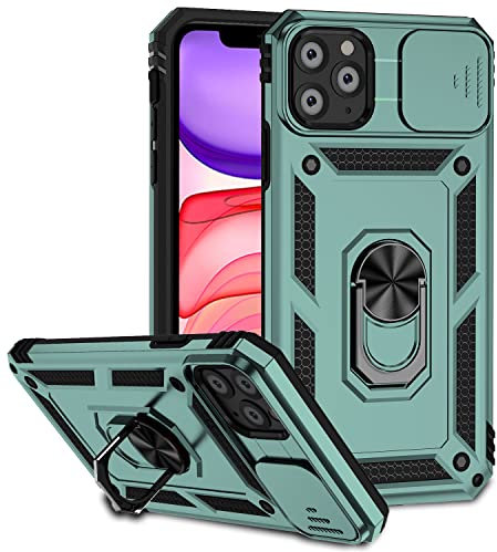 Hitaoyou iPhone 11 pro Cases, iPhone 11 pro Case with Camera Cover & Kickstand Military Grade Shockproof Heavy Duty Protective Magnetic Phone Case for iPhone 11 pro 5.8 inch,Green
