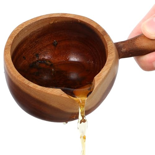 BESTonZON Wood Water Ladle Retro Wooden Bailer Wooden Rice Spoon Bath Salt Scoop Kitchen Serving Ladle Japanese Swater Ladle with Handle