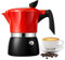TWOMEOW Stovetop Coffee Maker Espresso Italian Moka Pot with Transparent Top Lid, 150ml-3 Espresso Cups, Classic Aluminium Coffee Percolator, Red/Black