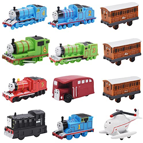 IOSCDH 12 pcs Thomas Figuren Spielzeug Cake Topper Mini Figuren Thomas Friends Tortendeko Geburtstags Party liefert Dekoration Zubehör für Kinder Party Dekoration