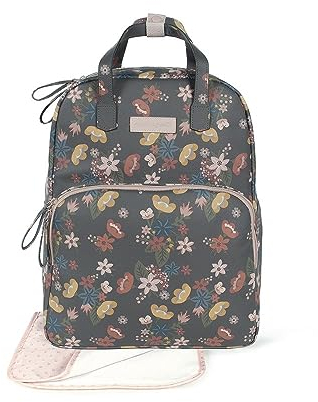 Pasito a Pasito. Mochila Garden. Bolsa Pañalera Amplia para Silla de Paseo. Diseño Cómodo y Versátil con Asas Cortas para Colgar del Cochecito o Correas para Llevar a la Espalda. Color Gris