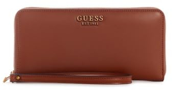 GUESS Women Laurel SLG Large Zip Around Bag, Cognac