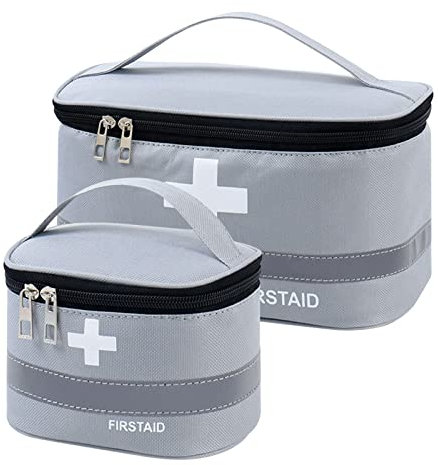 Olymajy 2 Pieces First Aid Kit Bags, Empty Medicine Bags, First Aid Bag Portable Grey Medical Medicine Bags for Outdoor Camping, Travel, Work (Deep Grey)