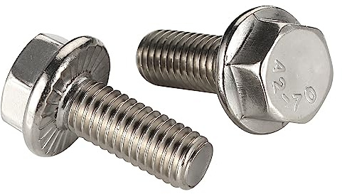 1/4-20 x 3/4 Flanged Hex Head Bolts Flange Hexagon Screws, Stainless Steel A2, DIN 6921, 25 PCS