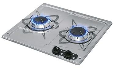 Plaque de cuisson encastrable gaz inox - 2 Feux - 380 x 360 x 80 mm