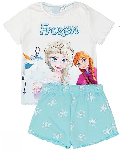 Disney Frozen Set Pigiama Bambina Blu | T-Shirt e Pantaloncini per Bambini Frozen Pjs | Gelido Avventura Design | Merce Ufficiale Regalo Perfetto per Piccole Principesse di Ghiaccio