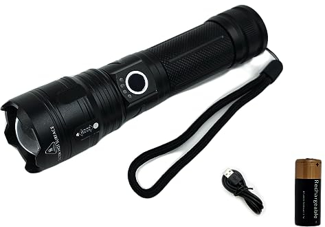 Linterna LED Multifuncional y Ultrabrillante XHP50.2 12000 lúmenes: Resistente, Recargable y con Función Power Bank - Tu Compañera Indispensable para Actividades al Aire Libre y Trabajos Caseros