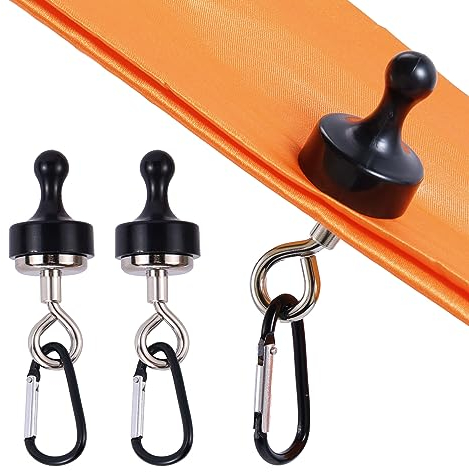 ECOSHIRE Magnetic Hooks for Canopy, Magnet Clip Hanger with Carabiner for Camping, Heavy Duty Earth Magnets, Cruise Hanging, Multifunctional Tent Canopy, Suitable Tents Swivel Snap (Small)