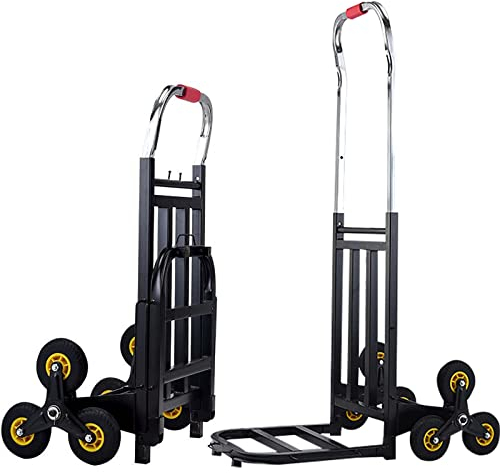 Treppensteigwagen, Sackkarre, Treppensteig-Handwagen, Leichter Treppensteigwagen, zusammenklappbarer Handwagen mit 6 Rädern, Träger mit Bungee-Seil