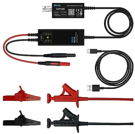 Micsig MDP1500 Kit de sonda diferencial de alto voltaje, tiempo de subida 3.5ns, tasa de atenuación 50X/500X, accesorio para kit de sonda de osciloscopio, 1500V 100MHz
