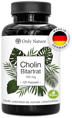 Cholin hochdosiert 700 mg - 120 Leber Kapseln - Natürlich & Wirksam - in Deutschland produziert & Laborgeprüft - Cholin Kapseln hochdosiert - Choline Bitartrate