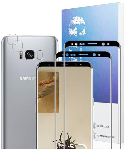 Verre Trempé pour Samsung Galaxy S8 2+2 Pack Plein écran Incurvé 3D, Film de Protection d’ écran Anti-Rayures, Écran de Protection Anti-Empreintes Digitales HD Avancé