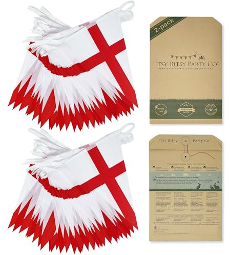 Premium Reusable England Bunting - 84 Womens Euros 2025 Bunting Flags, Garden Bunting Outdoor Waterproof, Euro 2025 Decorations (2-pack: 92ft, 84 England Flags)