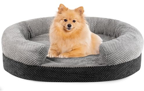 FuzzFables Medium Wasserdichtes Orthopädisches Hundebett 71 * 51CM, Waschbare Memory Foam Hundebetten, Beruhigendes Haustierbett mit rutschfestem Bezug, Weiche Kopf- und Nackenstütze Schlafsofa