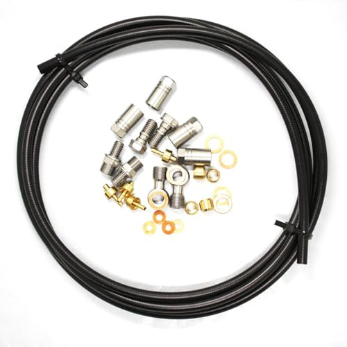 Sileduove Cable Hose Set for Hydraulic Disc Brakes, Hope Tech Disc Brake Hose, Pipe Length 2.5 m, Brake Lever ABS + Metal (Black)