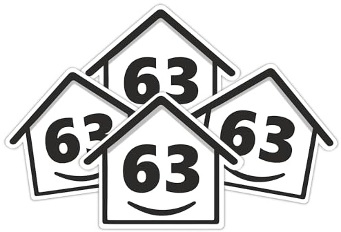 4 x Bin Numbers for Wheelie Bins, 1-99, 15cm ‘Happy House’ Design Dustbin Stickers, Easy Application Stick On Number Stickers - Weatherproof Self Adhesive Vinyl, Black (63)