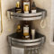 Frekibaz 2 Pièces Etagere Douche sans Percage, Etagere Salle de Bain en Métal avec 8 Crochets, étagère Douche sans Perçage, Rangement et Organisation de la Salle de Bain Gris