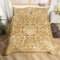 Homewish Gelb Damast Bettbezug Set Gothic 135x200 Bettwäsche Sets,Viktorianische Tröster Bezug Vintage Barock Blumen Gothic Bett Set Antike Medaillon Floral Böhmische Dekor,Khaki