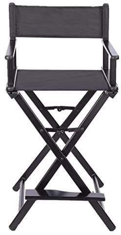 Makeup Artist Regiestuhl, tragbarer Aluminium-Klappstuhl mit faltbarem Design, Schwarz