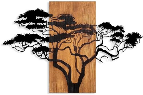 Hanah Home Décoration Murale en Bois et métal Walnut Arbre Large