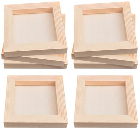 FSSTUD 8 Pcs 4 x 4 Inch Unfinished Square Wood Panels Blank Wooden Canvas Boards Wood Burning Panels Small Wood Painting Drawing Panels Paint Pouring Panel Boards for Art Projects