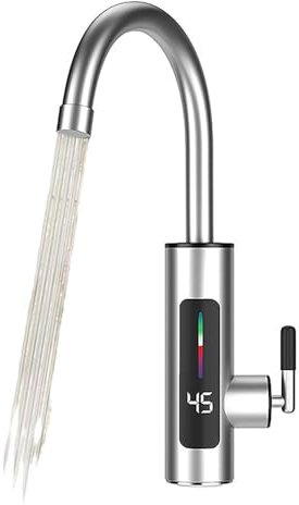 Grifo Calentador De Agua,Calentador De Agua Instantáneo De 220 v,Grifo De Agua Caliente Instantánea De Acero Inoxidable,Pantalla Electrónica Led,Caliente y Fría,Apto Para Cocina, Aseo, Etc.