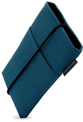 Adore June Handytasche Bene kompatibel mit 6-6,3 Zoll Smartphones (wie iPhone 16e, iPhone 16 Pro, iPhone 16, iPhone 15 Pro, Galaxy S25, Galaxy S24, Pixel 8), Gummi-Verschluss, Farbe Ozean-Blau