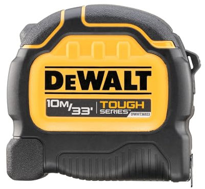 DeWALT Mètre ruban Toughseries ™ 10 m (largeur 32 mm) Rip-Shield ; revêtement de lame qui offre une durabilité accrue, boîtier ultra résistant maintient le ruban sûr et sécurisé EC Classe II