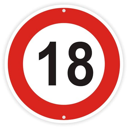 Felexdo Höchstgeschwindigkeit 18 km, Ø 30cm Verkehrszeichen Schild aus Aluminium Reflektierend, Wetterbeständig Einfache Installation für den Außenbereich