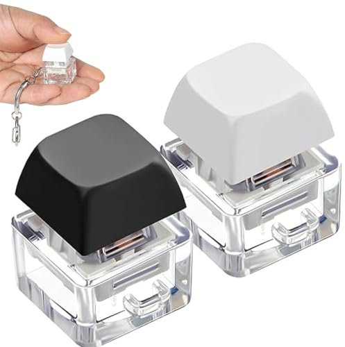 2 Pcs Keyboard Fidget Toys Age 14+ for ADHD, Removable Fidget Keychain, Ideal for Stress Relief, Finger Exercise, Anxiety Decompression, Gift for Boys & Girls (Black & White)