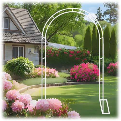 Garden Arch For Outdoor,6.6FT 7.2FT 7.5FT High Garden Trellis Metal Garden Arches Wedding Arch Garden Arch Trellis For Climbing Plants(Cream,W180 x H220cm)