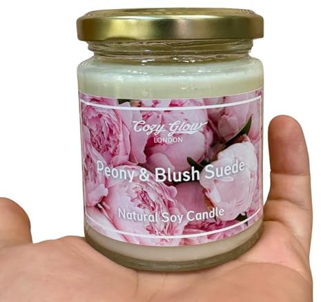 Cozy Glow Peony and Blush Soja-Kerze, Wildleder, groß