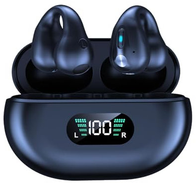 AMSLSIU SPORTS EARPHONES FOR 3D Surround Sound Effect Intelligent Noise Reduction ABS Wireless Headphones Bluetooth Earbuds, Obsidian Black