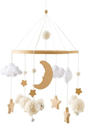 Beistellbett Mobile, Baby Deko, Wolken Deko, Babybett Zimmerdeko Hängespielzeug, Beruhigendes Interaktives Mobile Im Boho-Stil Für Babyspielzeit Im Babybett 0-3 Monate