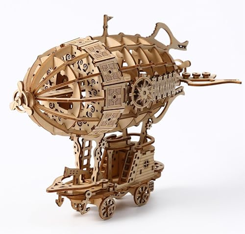 Halisun 3D Holzpuzzle für Erwachsene, 3D Puzzle Luftschiff Modellbausatz Bausatz für kleine Boote, Selbstbau Bausatz Vintage Booten, DIY Holzdampfschiff Modellsammlung Dekoration Geschenk, 160 Teile