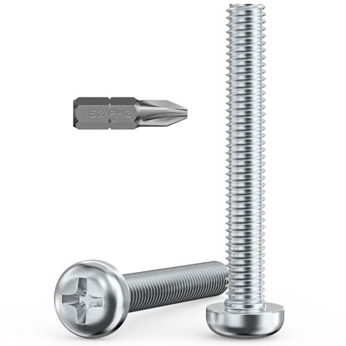 Valorada 20Pcs M4 Screws, M4 x 30mm Pan Head Machine Screws, Phillips Drive, Fully Threaded, Zinc Steel, Bright Finish with Bit