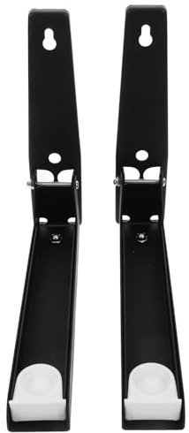 MOTHNUR 2pcs Steel Microwave Wall Mount Brackets Folding Telescopic Support Frame Retractable Shelf for Kitchen Oven Storage Black