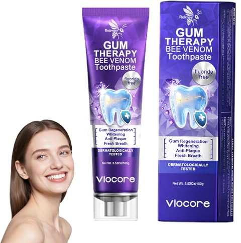 Rolimey Viogloss Bienengift-Zahntherapie Oral Power, Rolimey Viocore Zahnpasta mit Bienengift, Natürlich Lila Whitening Zahnpasta, Reinigt Gründlich, Entfernt Flecken, für Männer und Frauen (1 Stück)