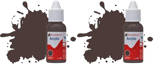Humbrol Acrylic Paint No 173 Track Matt dropper bottle, 14ml (Pack of 2)