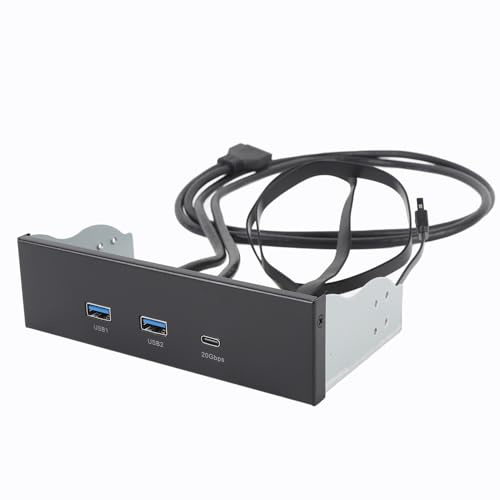 SENECESLI 5,25-Zoll-USB-Hub mit Frontplatte, Interner USB-Hub mit 5 Gbit/s USB-A- und 20 Gbit/s Typ-C-Header, 19-poliges Erweiterungspanel für Optische Laufwerke für die