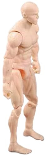 Uanqfegy PVC Blank Action Figure Body, 4.1 Inch DIY Poseable Model for Painting Drawing and Scene Play, Skin Color/Male