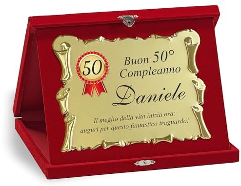 Pubblimania TARGA Personalizzata COMPLEANNO in Elegante Cofanetto di Velluto con età - Regalo Compleanno Originale per Uomo e Donna - Idea Regalo Divertente per 18 30 40 50 60 70 Anni (Compleanno)