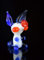 Glücksschweinchen - Schweinchen Weiß Blau Dunkelblau Rot - Miniatur Figur aus Glas Weißes Blaues Dunkelblaues Schwein - Glasfigur Glücksbringer Mini mit weißem Körper und rotem Rüssel - Glastier Deko Setzkasten Vitrine
