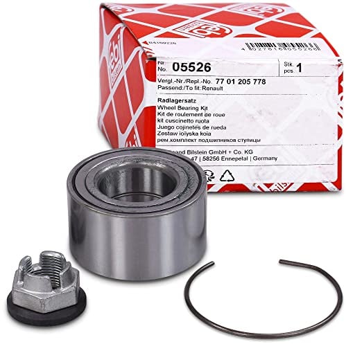 febi bilstein 05526 Radlagersatz mit Kronenmutter und Sicherungsring, 1 Stück | Kompatibel mit: DACIA SOLENZA, RENAULT 11, 19 I, 19 I Chamade, 19 II, 19 II Chamade, 9, CLIO I, CLIO II
