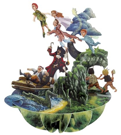 SANTORO Pirouette - Tarjeta de felicitación 3D desplegable – Peter Pan – para niños, para él, para ella, cumpleaños | Neverland, gancho, niños perdidos, novela, fantasía, Wendy, pirata
