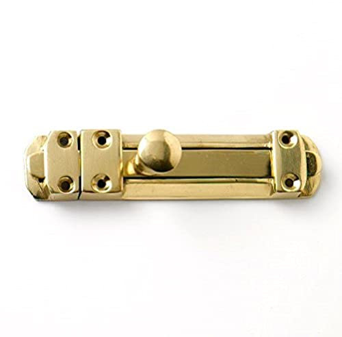 Merriway BH02040 Heavy Duty Tower Bolt, 100mm (4 inch) - Polished Solid Brass 100 mm