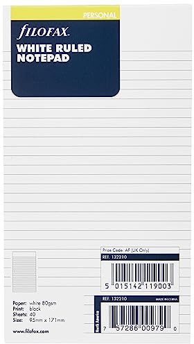 Filofax Personal Ruled Notepad - White