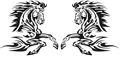 Autotattoo - Flammen Pferd - M - 2 Stück je 75cm x 71cm (1x gespiegelt) - Auto Aufkleber