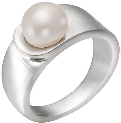 Vinani Ring mattiert glänzend mit Süßwasserzuchtperle Sterling Silber 925 Größe 62 (19.7) REP62