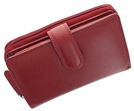 Visconti, Heritage Kollektion Madame, Lederbörse Geldbörse mit Laschenverschluss mit RFID-Schutz HT33 Rot